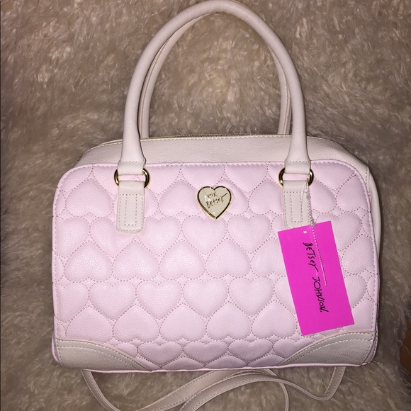 Baby pink heart quilt Betsey Johnson Satchel purse